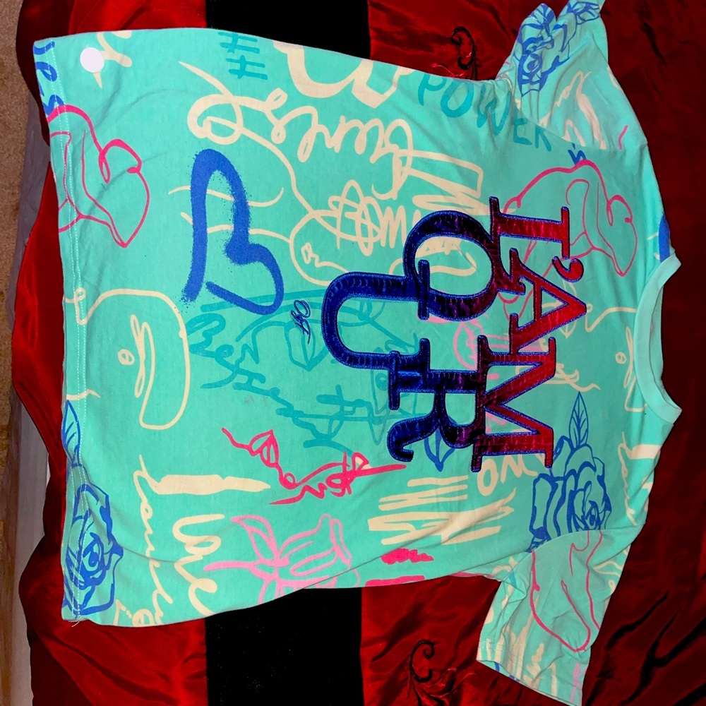 “I’AM OR YOU” Teal Shirt With Ombré Letters Size:S